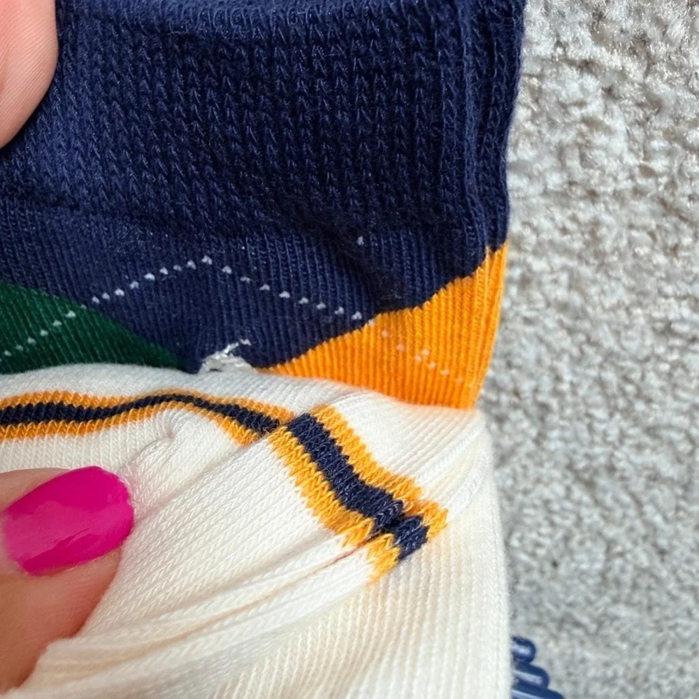 Polo Ralph Lauren Girls 3 Pack Crew Socks Navy Argyle White Varsity Size 4-6X